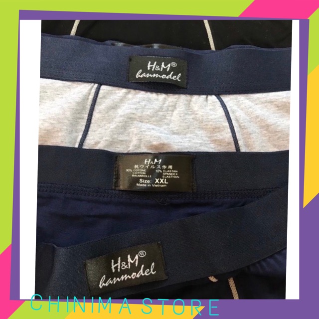 Hộp quần lót nam boxer H.M ( hộp 3 chiếc) shịp đùi