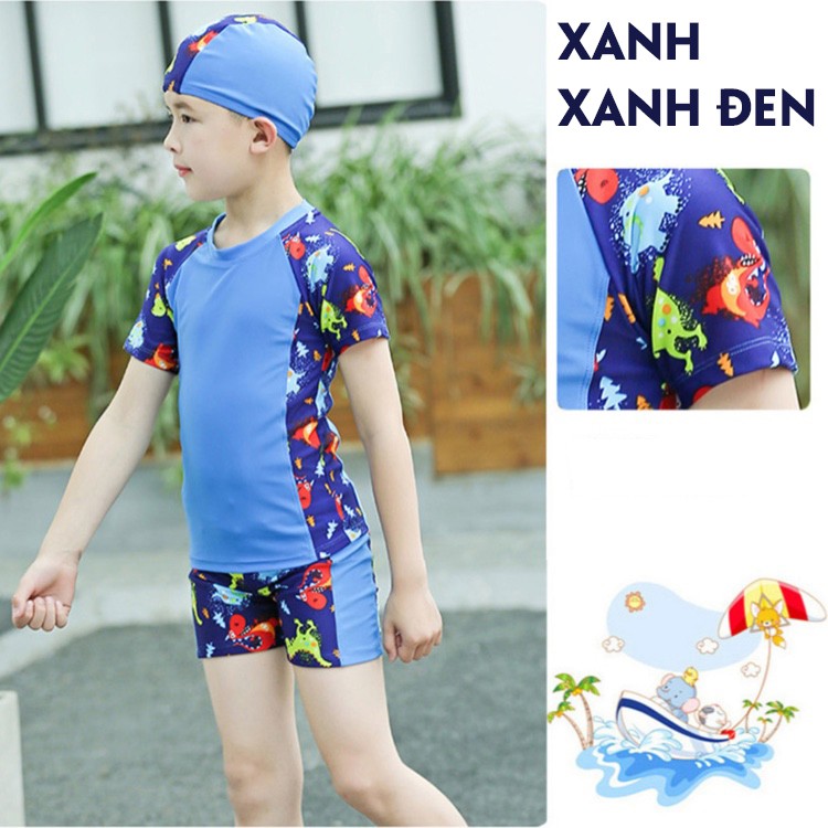 Bộ quần áo bơi bé trai Swimlink WL7101 + tặng kèm nón bơi cùng màu.