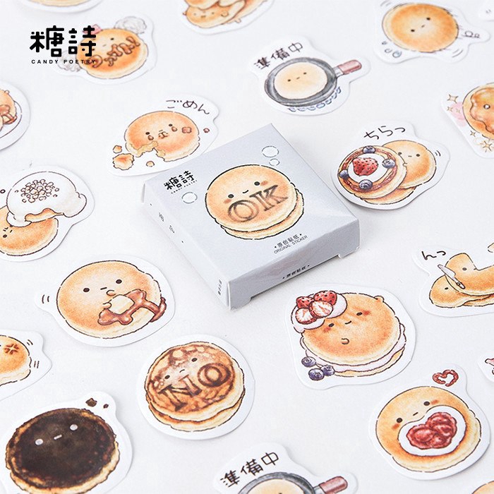 Bộ 45 sticker dán trang trí sổ DIY hình cuộc hành trình của bé bánh mì dễ thương