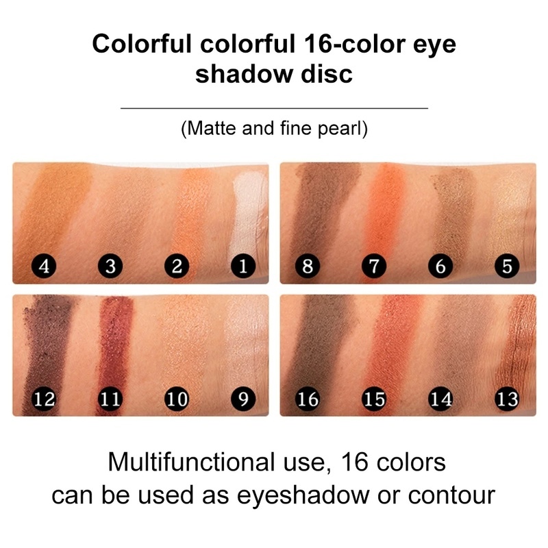 Bảng Phấn Mắt 16 Màu Sắc Hiệu Ứng Lì/ Ánh Nhũ Chống Nước Lâu Phai