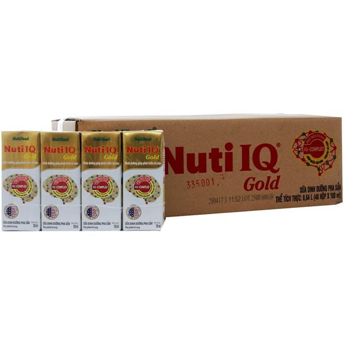 Sữa Bột Pha Sẵn Nuti IQ Gold Lốc 180ml (Thùng × 48 Hộp)