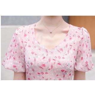 Đầm Hoa Cổ V Thanh Lịch Dành Cho Nữ