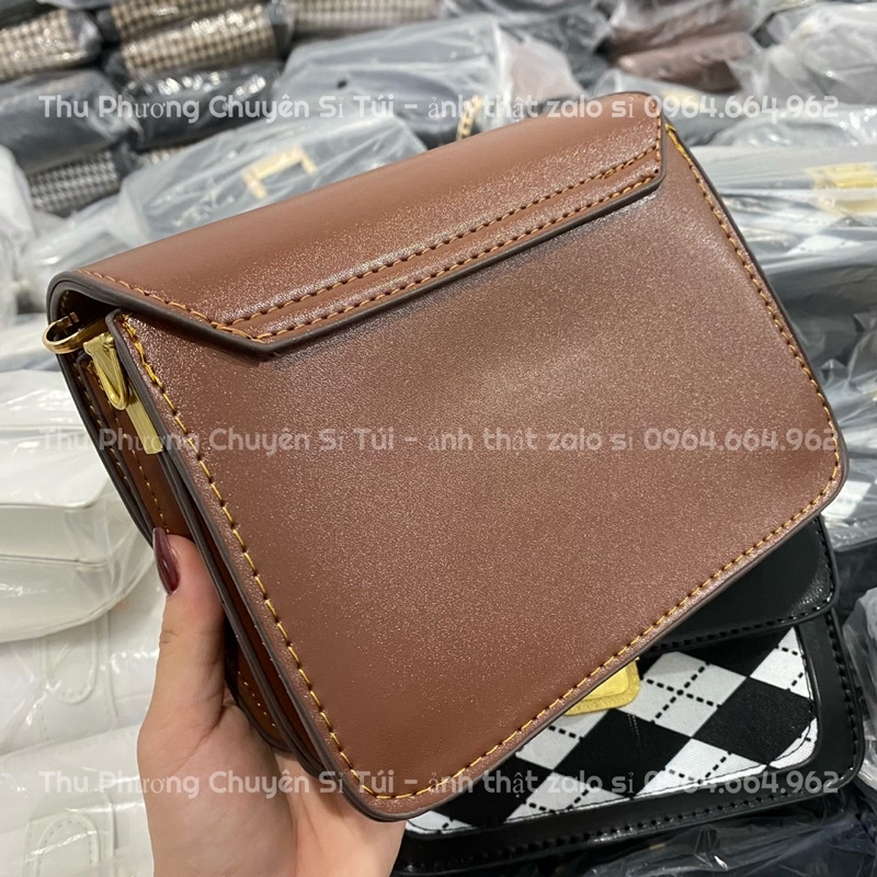 Túi Đeo Chéo Nữ, Túi Đeo Vai Hoạ Tiết Trần Ô Chất Da Bóng Mịn Phong Cách Hàn Quốc Siêu Xinh (ảnh thật shop chụp)