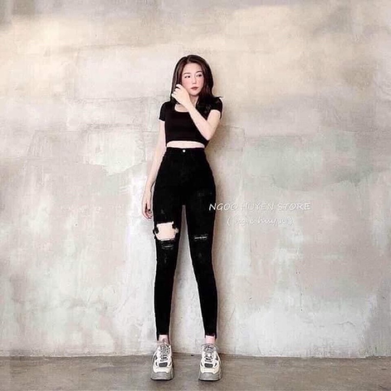 BIGSIZE Quần skinny kaki rách