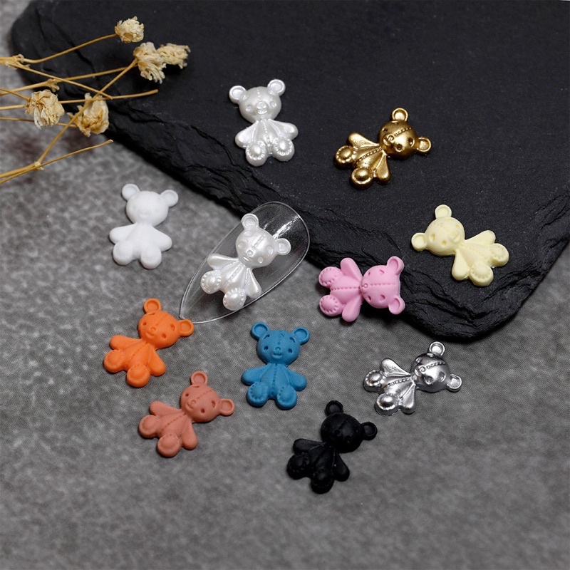 Set 4 Charm gấu cá tính 7 màu trang trí móng tay nail