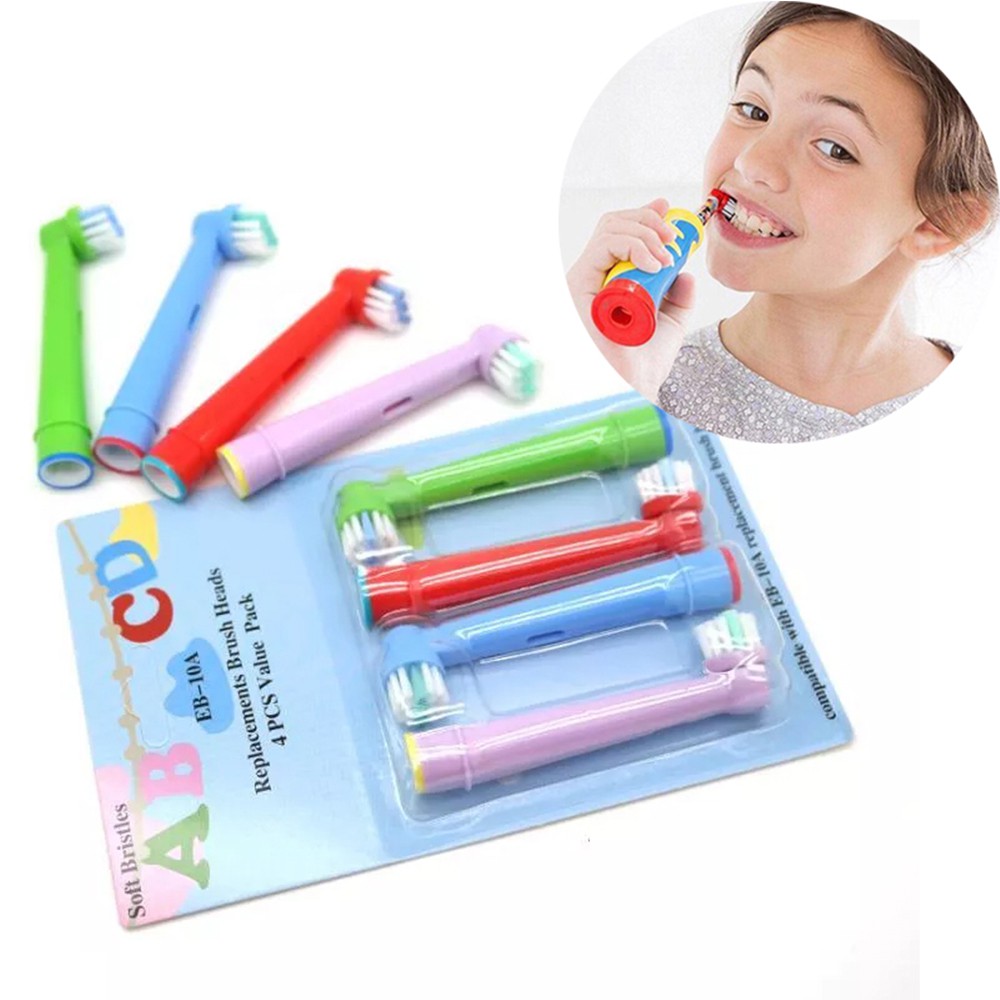 Set Bộ 4 Đầu Bàn Chải Đánh Răng Điện Minh House Cho Máy Oral B Braun, Lông Mềm