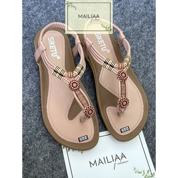 Sandal nữ xỏ ngón, sandal thổ cẩm nữ, sandal đi biển nữ MAILIAA quai kẹp thổ cẩm đế mềm đi biển, đi học, đi du lịch
