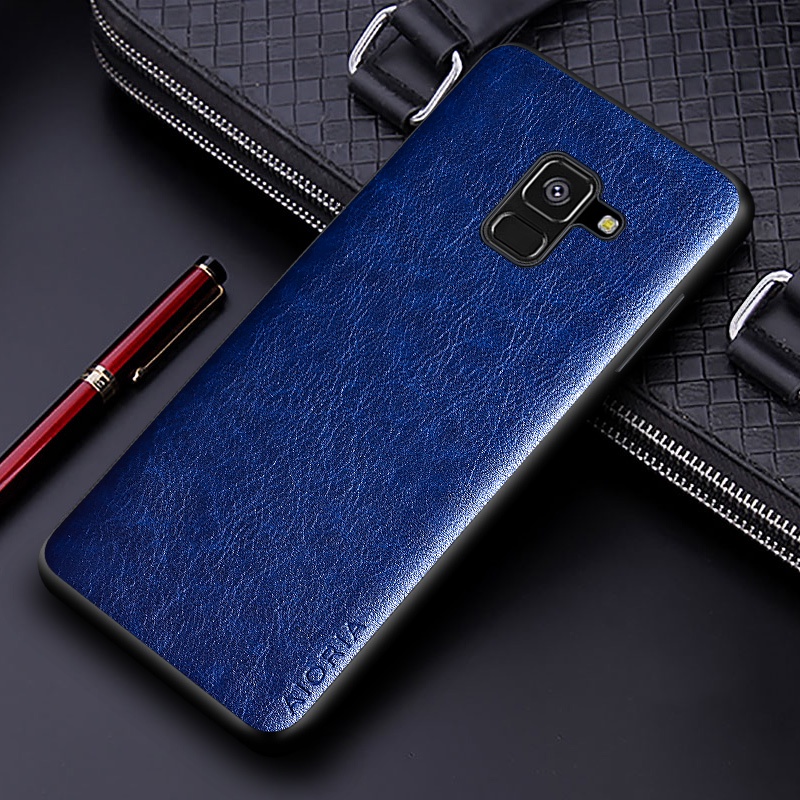 Sang Trọng Bao Da Điện Thoại pu Màu Trơn Cho samsung galaxy a8 plus 2018 a8 plus Ốp