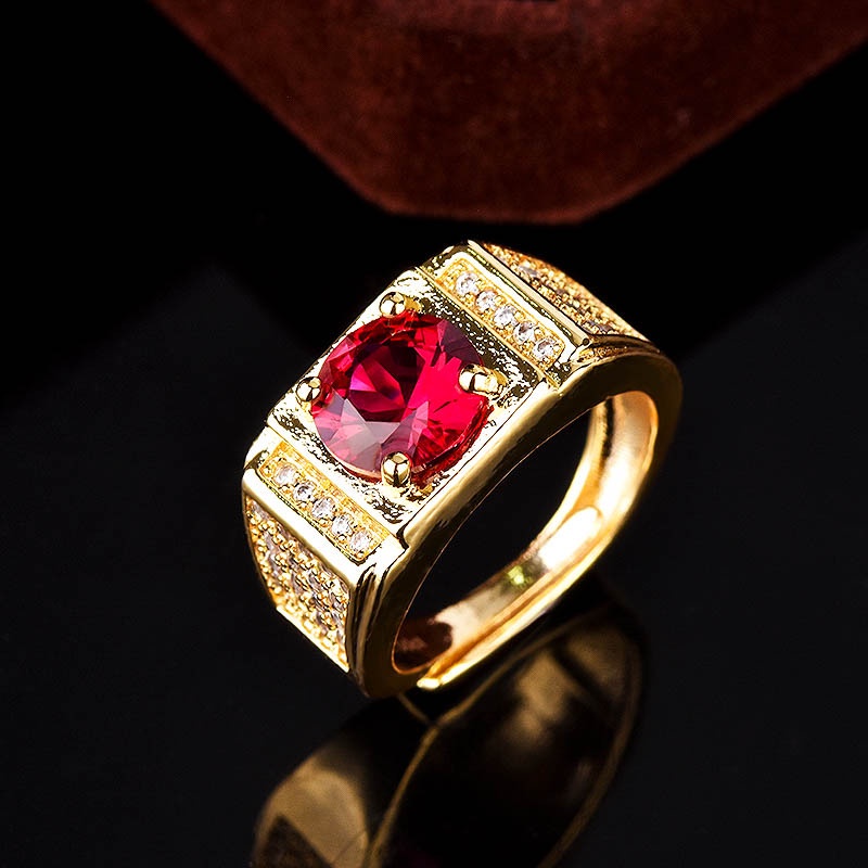 Thời Trang Nhẫn Nam Mạ Ruby Pt950