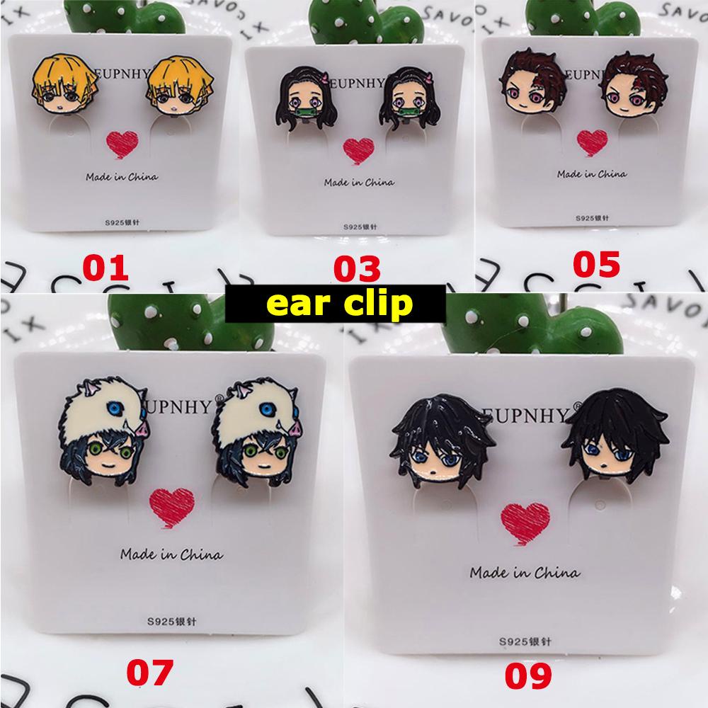 Bông Tai Dạng Kẹp Bằng Acrylic Họa Tiết Hoạt Hình Demon Slayer Kimetsu No Yaiba Kamado Tanjirou Nezuko 2life