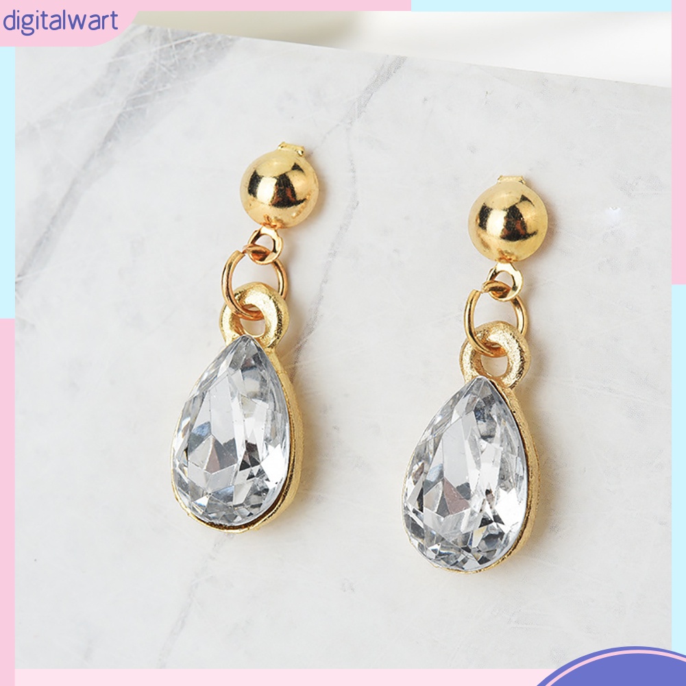 Bộ trang sức đính đá hình giọt nước hợp thời trang gồm dây chuyền mặt hình số 8 rỗng và bông tai