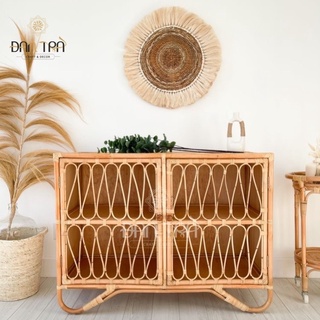 Tủ mây số 8 2 tầng, kệ mây vintage, gác măng giê, tủ mây tre decor đầu giường, tủ mây giá rẻ, nội thất mây tre đan trà
