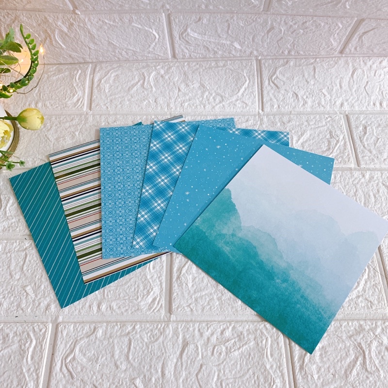 Giấy nền hoạ tiết định lượng 250gsm combo 6 tờ size 15cmx15cm giấy màu