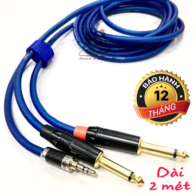 Dây rắc 3.5 li ra 2 Jack 6 ly dây 2 mét phát nhạc latop máy tính điện thoại