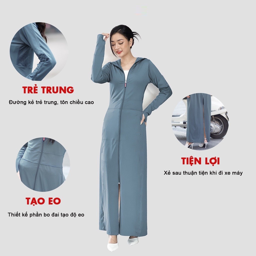 Áo chống nắng toàn thân 2 lớp chất vải thun lạnh aircool Nhật hàng cao cấp dành cho nữ