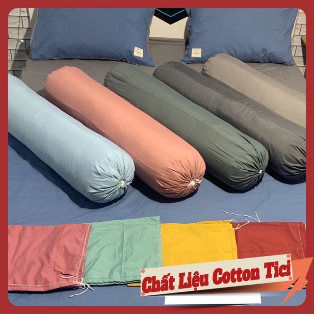 Vỏ Gối Ôm Cotton Tici Trơn 35x100cm