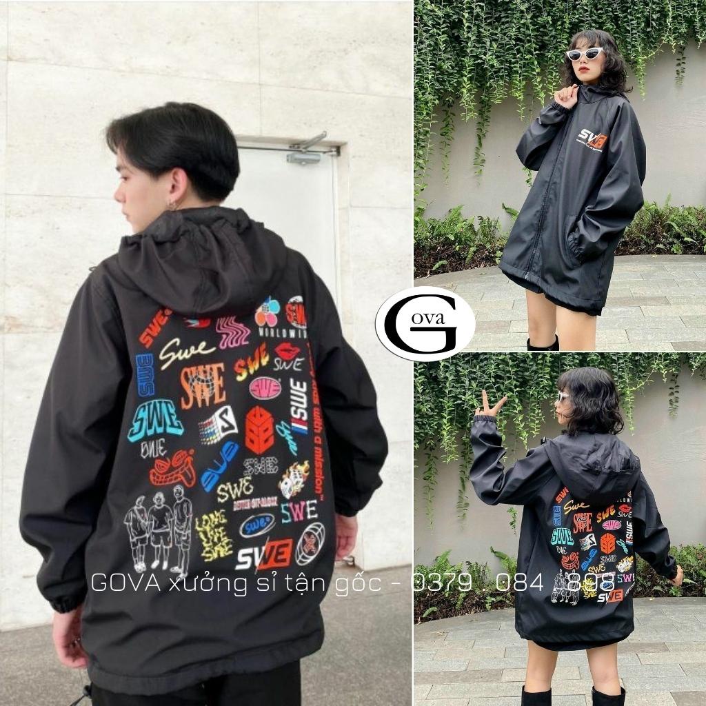 Áo khoác dù SWE LOGO nam nữ form rộng Unisex 2 lớp Chống Nắng Siêu Hot ulzzang Jacket Bomber GOVA