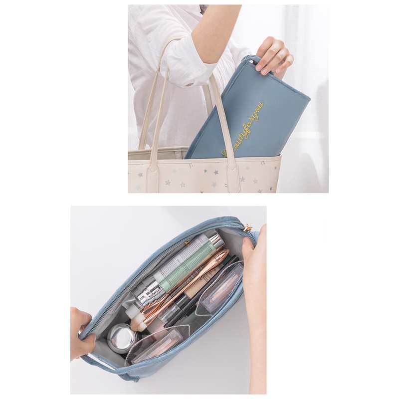 Túi Đựng Mỹ Phẩm Du Lịch Bằng Vải flannel Phong Cách Hàn Quốc