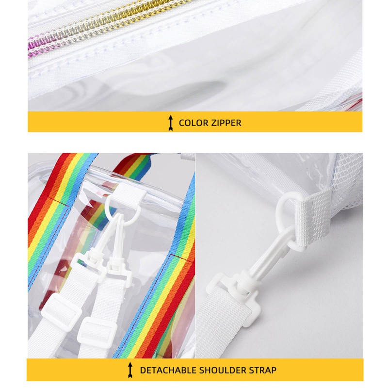 Ba Lô Đi Học Bằng PVC Trong Suốt Gọn Nhẹ Chống Thấm Nước Có Dây Đeo Tháo Rời Được Cho Nữ