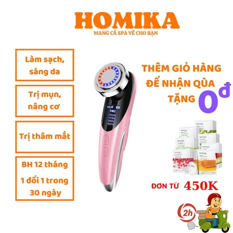 Máy Massage Mặt HOMIKA Máy Đẩy Tinh Chất Dưỡng Chất Mát Xa Mặt Ion Điện Di Tinh Chất Máy Rửa Mặt Cầm Tay Mini