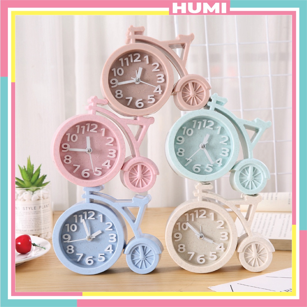 Đồng Hồ Báo Thức Decor Trang Trí Đẹp Cute Lúa Mì Hình Tròn Và Xe Đạp - HUMI