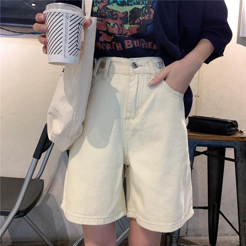 Quần đùi denim dáng rộng thời trang phong cách hàn quốc