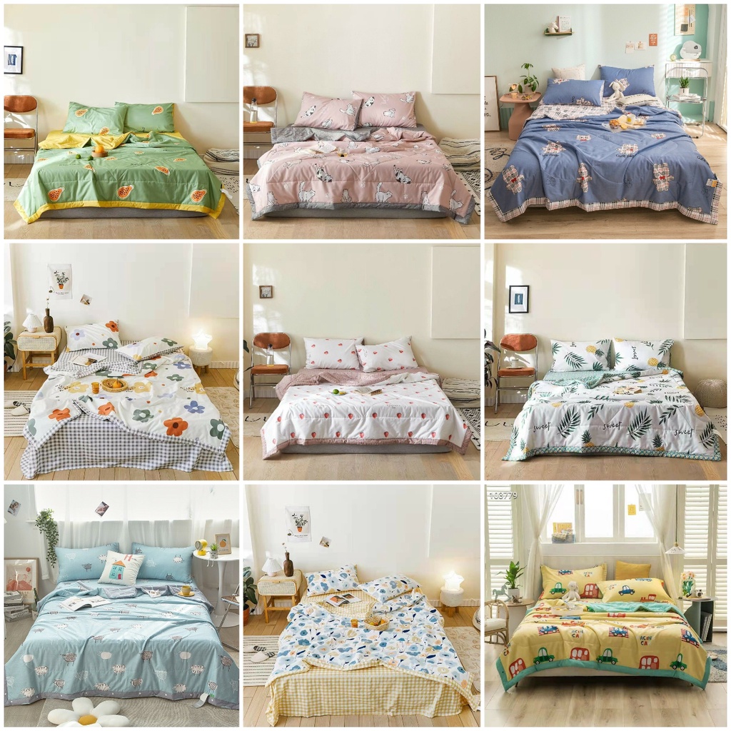[Xả kho] Bộ chăn ga gối cotton trần hè mềm mịn giá rẻ