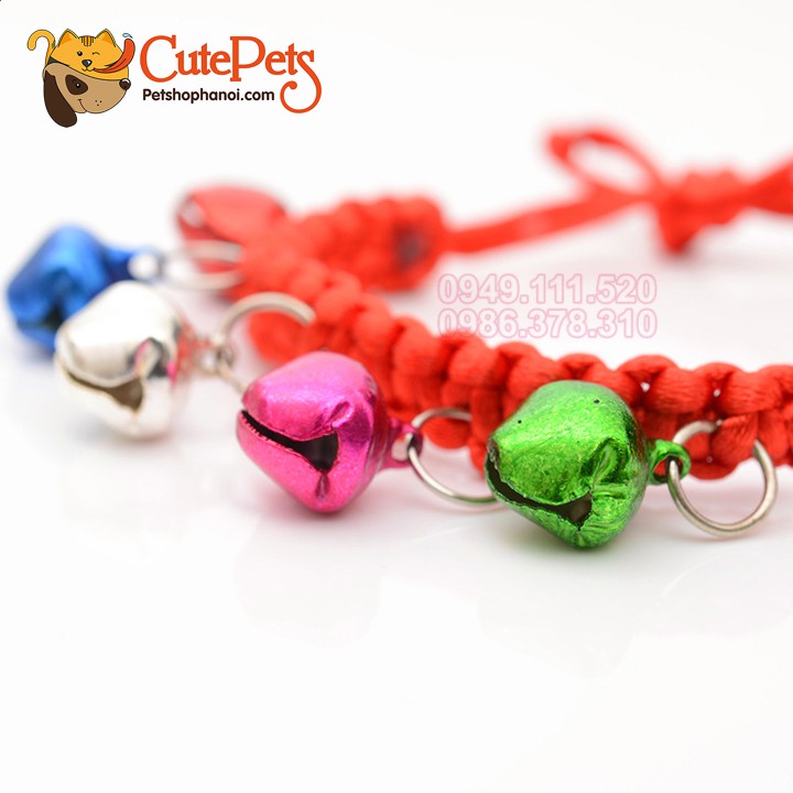 Vòng cổ may mắn tết dây 5 chuông nhỏ - CutePets