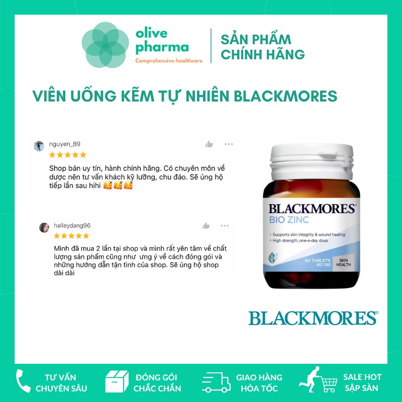 VIÊN UỐNG KẼM TỰ NHIÊN BIO ZINC BLACKMORES ÚC 84 viên