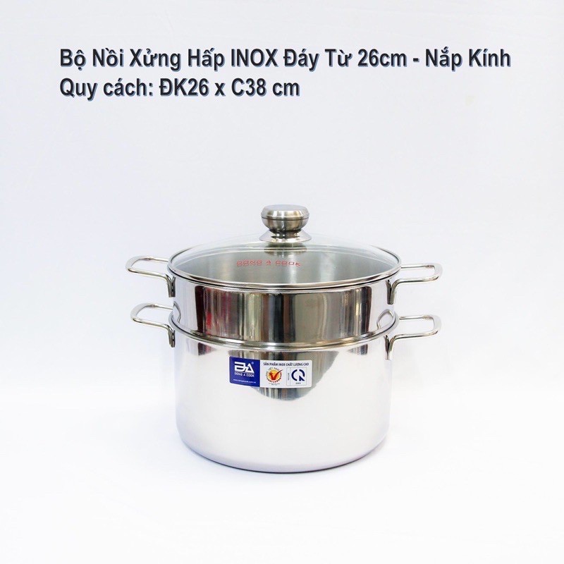 NỒI XỬNG HẤP INOX ĐÔNG Á CHẤT LƯỢNG CAO - HÀNG CHÍNH HÃNG (20cm-24cm-26cm-28cm)