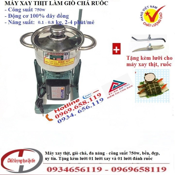 Máy xay thịt, giò mini 750w tặng kèm lưỡi xoay dùng để làm ruốc bông, máy xay đa năng