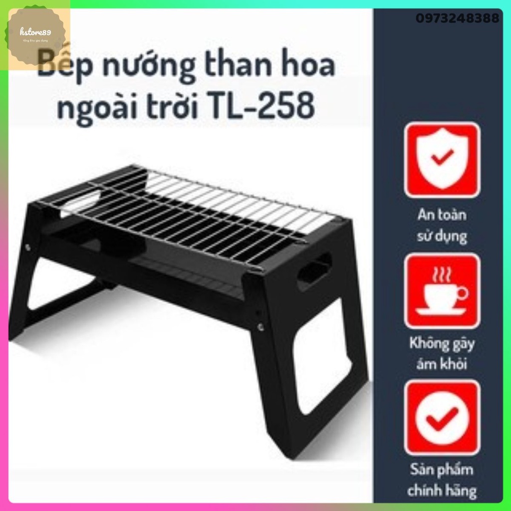 bếp nướng than hoa , bếp nướng vuông bằng thép sơn tĩnh điện chắc chắn kèm vỉ nướng inox dùng cho gia đình xinh xắn