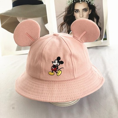 Mũ rộng vành in họa tiết hoạt hình phối tai chuột Mickey đáng yêu xinh xắn dành cho trẻ em