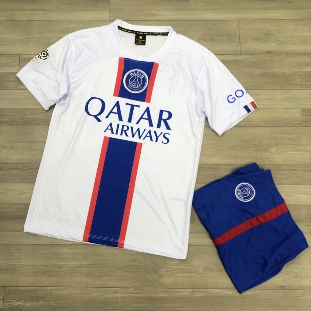 Bộ quần áo đá banh CLB PSG trắng mẫu th3 sân khách SV2023