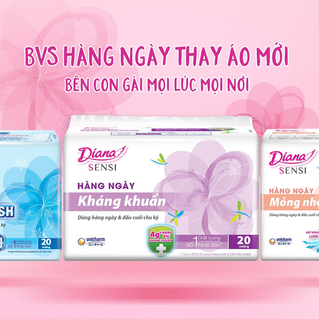 BVS Diana Sensi - Băng Vệ Sinh Diana Sensi Hàng Ngày Kháng Khuẩn 40 Miếng/Gói