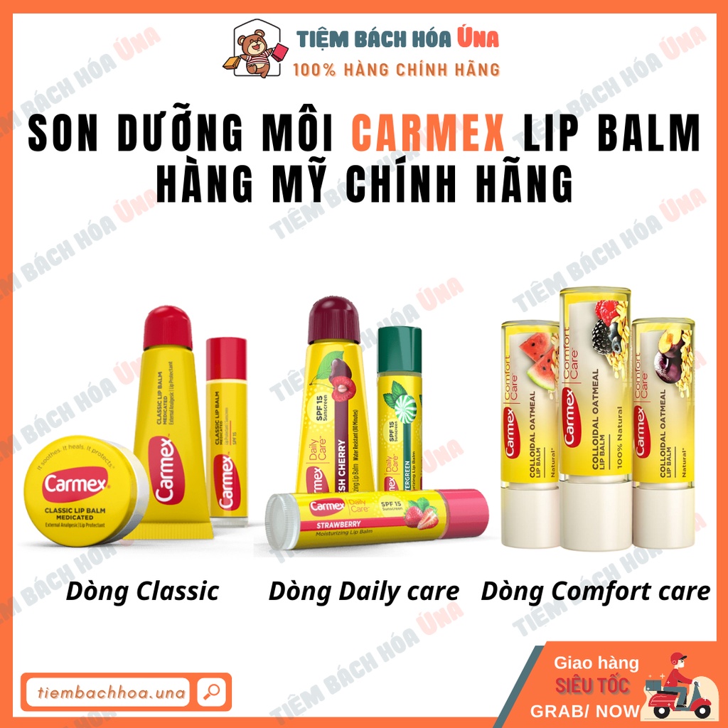 Son dưỡng môi Carmex Lip balm đủ mùi hàng Mỹ chính hãng - Tiệm bách hóa Ú na