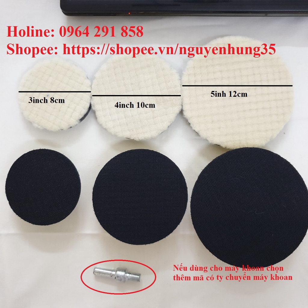 Phớt Đánh Bóng Xe miếng đánh bóng ô tô xe máy siêu mịn lông ngắn mầu trắng đỡ tốn xi đánh bóng- len mêm đánh bóng xe hơi