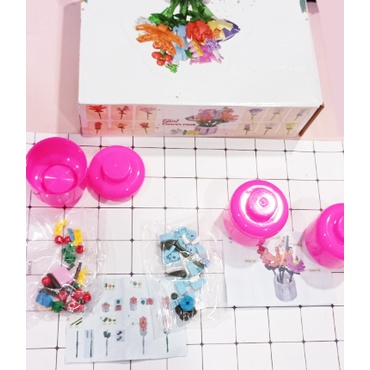 Đồ chơi ghép cây hoa hộp hồng BLG3  xinh xắn dễ thương