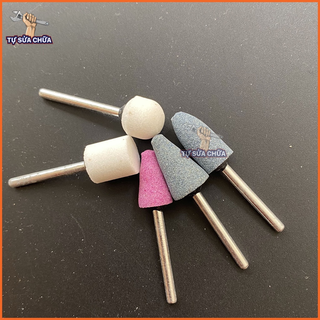 Bộ 10 đầu đá mài mini dùng cho máy mài hơi điện đa năng chuôi 3m, 6mm, mũi chuyên mài doa lỗ, chi tiết, khuôn, mối hàn