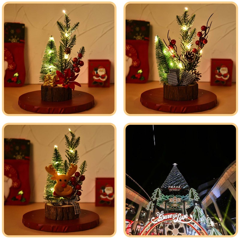 Tmdbyx Cây Thông Giáng Sinh Để Bàn Có Đèn Led Dễ Thương