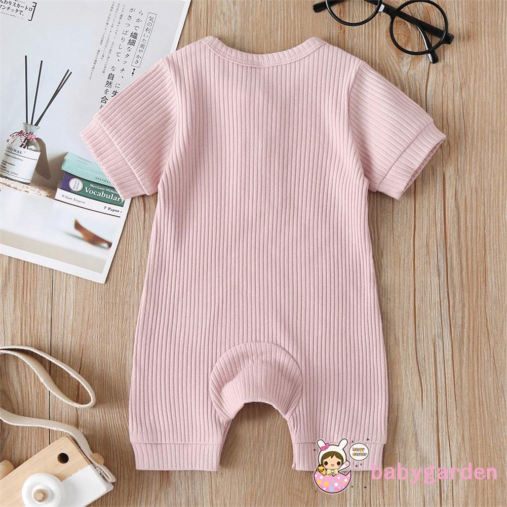 Áo Liền Quần Tay Ngắn Màu Trơn Dành Cho Em Bé