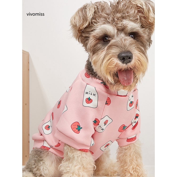 Áo Sweater Mềm Mại In Họa Tiết Trái Dâu Dễ Thương Cho Thú Cưng