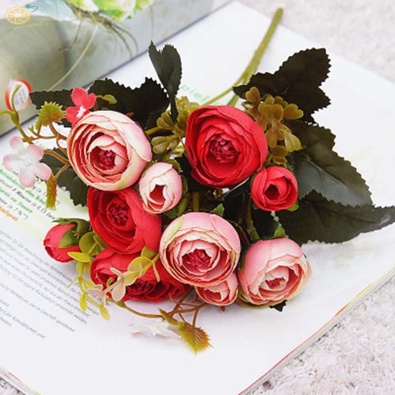 Hoa trà giả bằng lụa dùng để trang trí nội thất / tiệc cưới