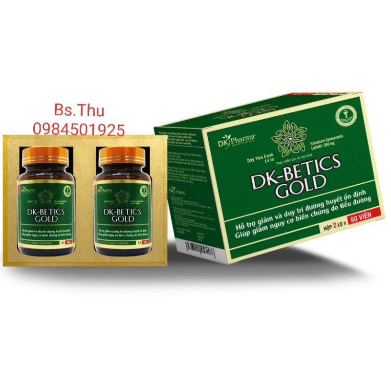 DK-Betics Gold DK BETICS GOLD hộp 2 lọ 60viên hỗ trợ giảm và ổn định đường huyết, giảm nguy cơ biến chứng do tiểu đường.