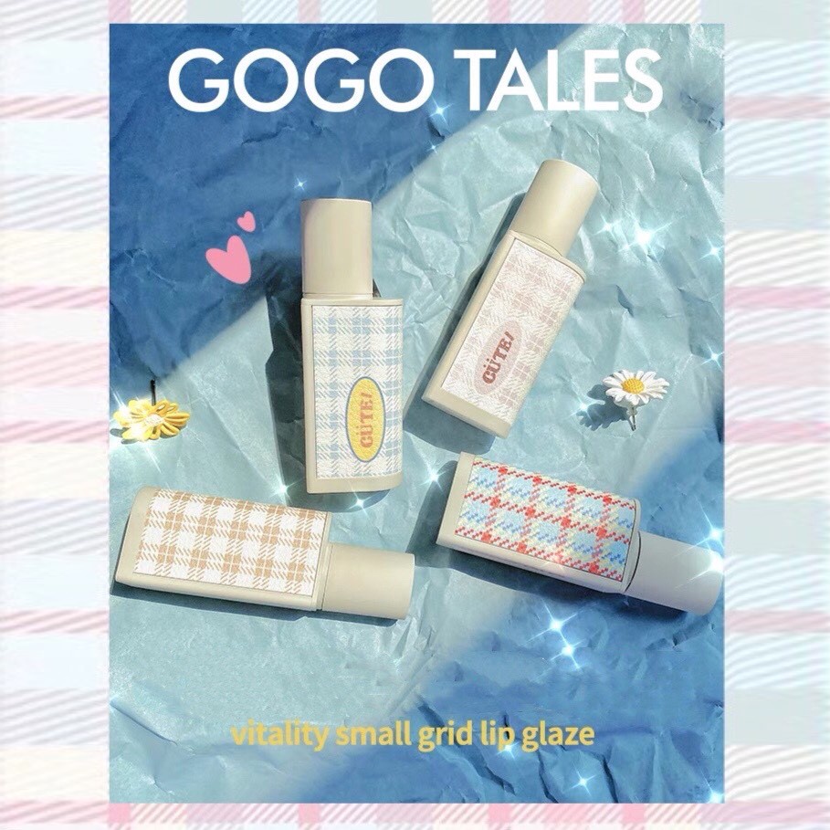 Son kem GOGO TALES mịn lỳ lâu trôi Vitality Small Grid Lip Glaze GT300 GOGO90