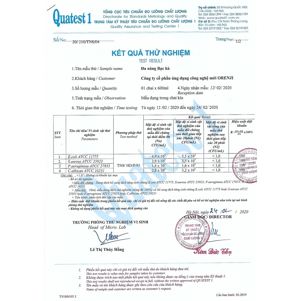 Nước lau kính, lau bàn ăn, tủ lạnh, kiêm rửa tay khô, đa năng lau khử khuẩn không hóa chất tinh dầu Quế & Bạc Hà  ORENJI