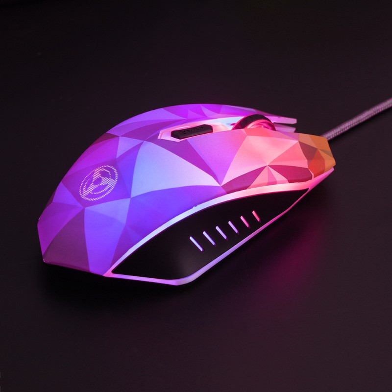 ‘NEW’ 3200DPI Wired Mouse 7 Circular Breathing LED Light Cool Diamond Version Gaming Mouse [BLACKPINK]