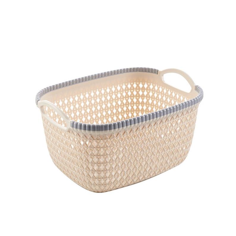 Rổ Nhựa Giả Đan Mây Có Quai Cầm Cỡ Nhỏ - Giỏ Đan Hàn Quốc –3377-1