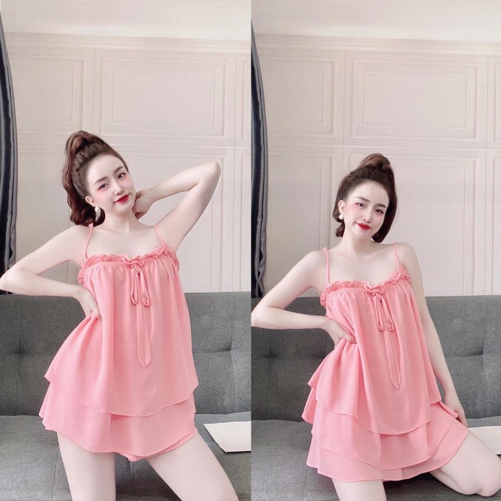 Đồ Mặc Nhà BigSize, Bộ Chiffon Nhún Bèo BO-05280 size 45<75 kg . | BigBuy360 - bigbuy360.vn