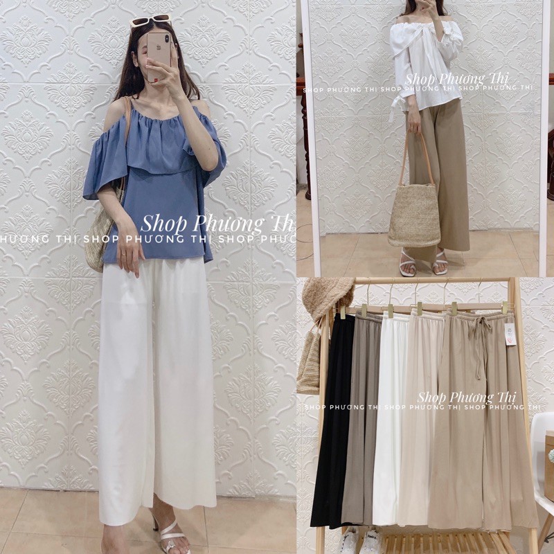Quần Culottes cotton tăm dáng suông ống rộng (hình thật/video/sẵn)